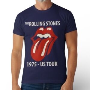 NWT Rolling Stones 1975 US Tour Navy Unisex Graphic Band Tee – Small